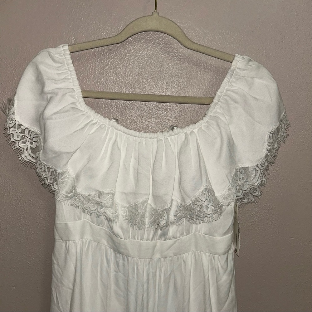 Aqua Off-Shoulder White Ruffle Maxi bridal gown Dress - Picture 4 of 6